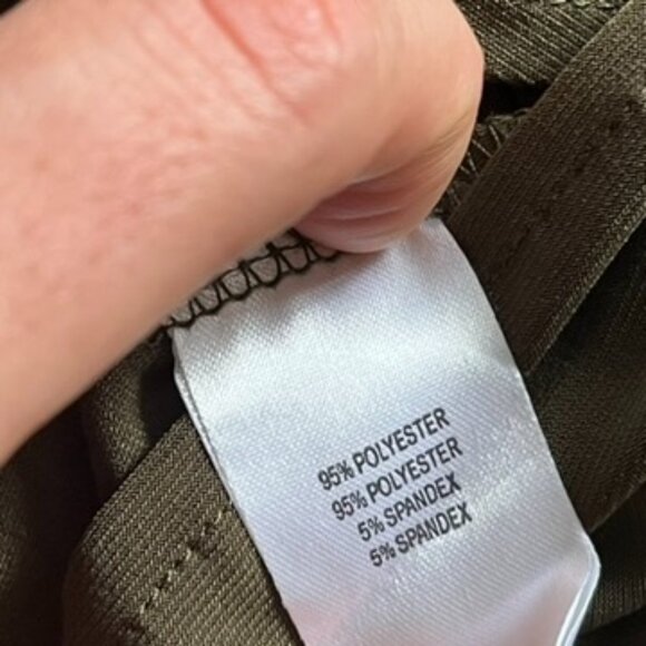 Nina Leonard Olive Green V-Neck Blouse with Open Sleeve Detail - Picture 14 of 16